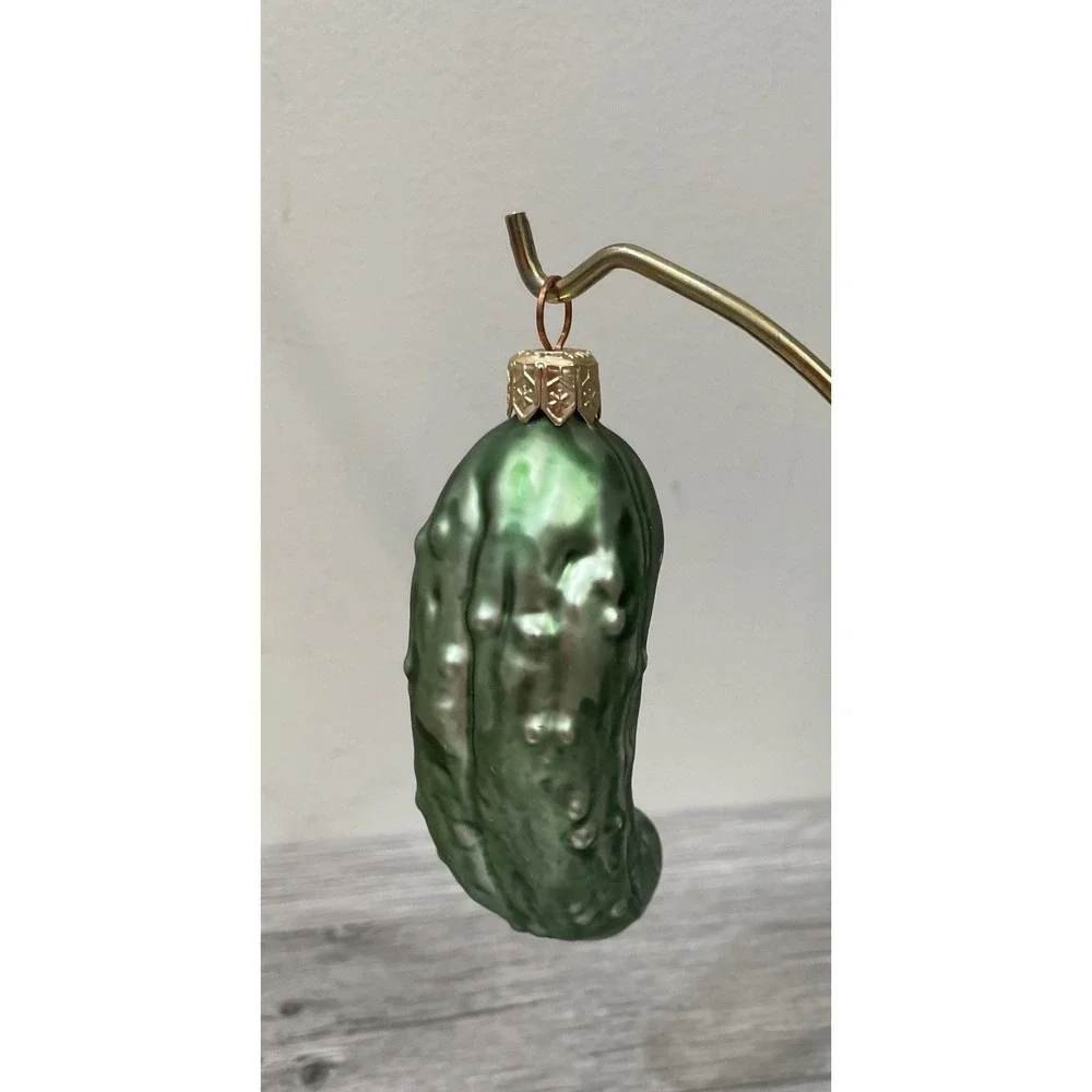 Vintage Polish Glass Pickle Christmas Ornament Made in Poland ornament only